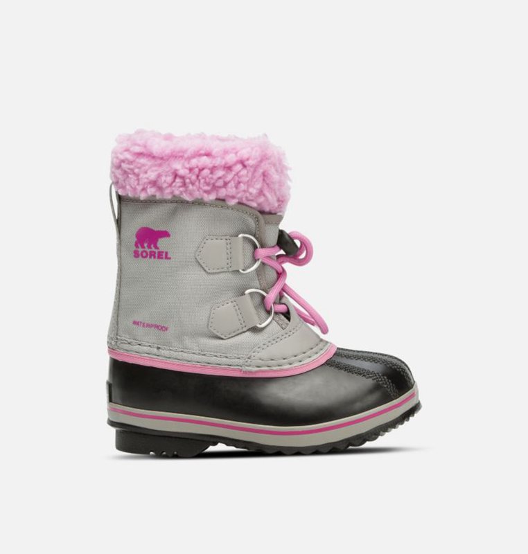 Sorel Çocuk Childrens Yoot Pac™ Nylon - Kar Botu Gri/Siyah/Pembe - 564-ZKEHUQ